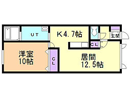 メゾンサンフクジュ 1LDKの間取図画像