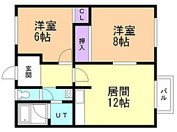 コーポはまなす 2LDKの間取図画像