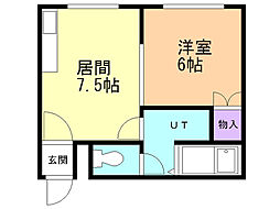 ピアパレス白鳥 1DKの間取図画像