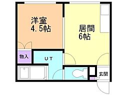 ピアパレス白鳥 1DKの間取図画像