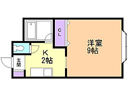 クレール港町 1Kの間取図画像