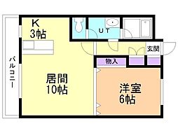 ヴァンベール高盛 1LDKの間取図画像