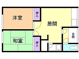 高村マンションNo.3 2LDKの間取図画像