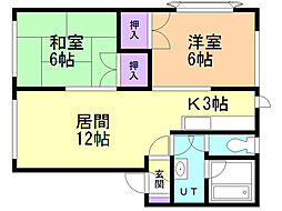 エコーマンションNo.2 2LDKの間取図画像