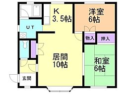 K&M 2LDKの間取図画像