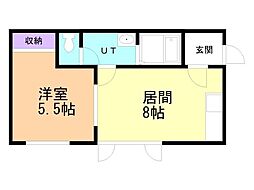 ロエル昭和 1LDKの間取図画像