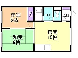 シャルム中上 2LDKの間取図画像