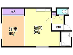 サンハイツ3 1LDKの間取図画像