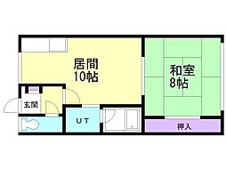 コーポ石井 1LDKの間取図画像