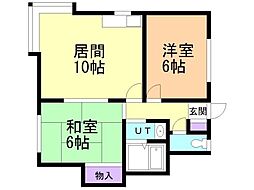 メゾンエアール2 2LDKの間取図画像