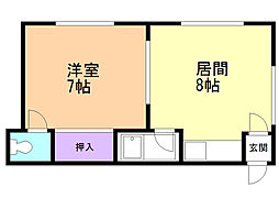 第6ピアパレス中島 1LDKの間取図画像