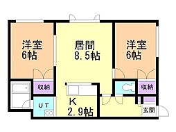 サン・オージェ 2LDKの間取図画像