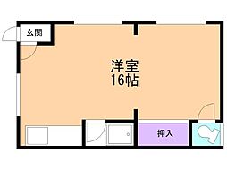 第6ピアパレス中島 ワンルームの間取図画像