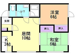 ハイツ野崎 2LDKの間取図画像