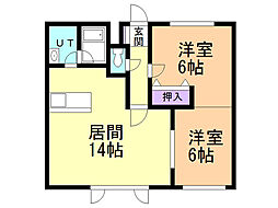 パステルケー 2LDKの間取図画像