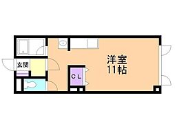 アールズコート美原2 ワンルームの間取図画像