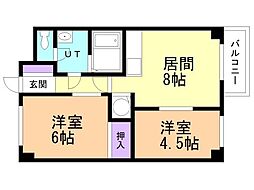 メゾン・ド・K 2DKの間取図画像