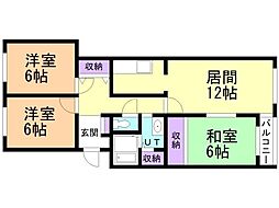 シャルム深堀 3LDKの間取図画像