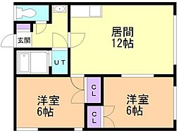 RKマンション山の手 2LDKの間取図画像