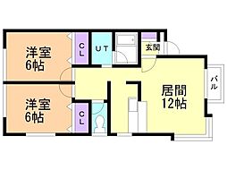 ハイツ成田 2LDKの間取図画像