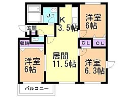 ミキパレス 3LDKの間取図画像