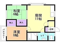 コーポチェリー 2LDKの間取図画像