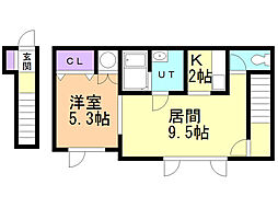 ウッディハウス 1LDKの間取図画像