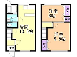 クレセント日の出 2LDKの間取図画像