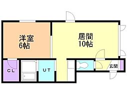 M.Kレジデンス2 1LDKの間取図画像