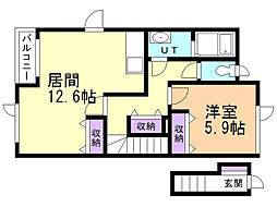 コンフォルト湯の川 1LDKの間取図画像