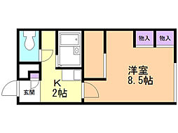 レオパレスリリー 1Kの間取図画像