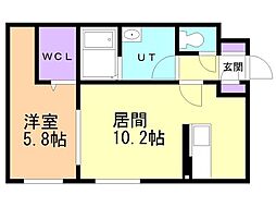 フレンシア千歳 1LDKの間取図画像
