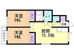 サンシャイン日吉 2LDKの間取図画像