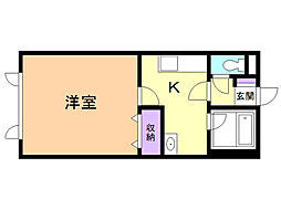 Nハピネス美原 1Kの間取図画像