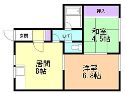 コーポ・みぞえ 2LDKの間取図画像