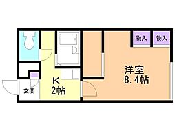 レオパレスサンジェルマン浜茄子 1Kの間取図画像