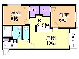 メゾン・ド・プルメリア 2LDKの間取図画像