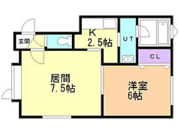 コーポ豊川A 1LDKの間取図画像