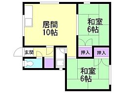 コーポ日吉ケ丘1号棟 2LDKの間取図画像