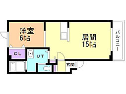 マンション・ティファニー 1LDKの間取図画像