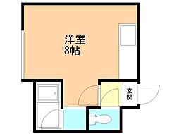 五稜郭ギャレットビル ワンルームの間取図画像