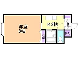 ヴィラコート富士 1Kの間取図画像