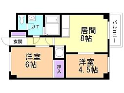 メゾン・ド・K 2LDKの間取図画像