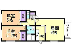 メゾン・ド・K2 2LDKの間取図画像