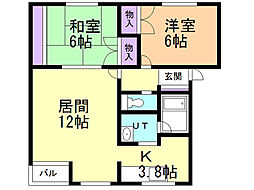 めぞん・ど・べる 2LDKの間取図画像