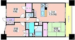 リバーガーデンコスモスクエア 3LDKの間取図画像