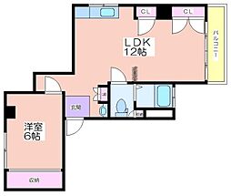 ニコーハイツ住吉 1LDKの間取図画像