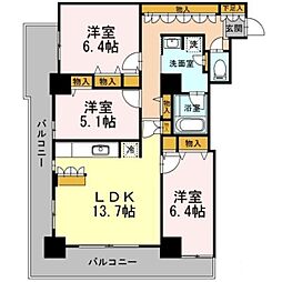 カスタリアタワー長堀橋 3LDKの間取図画像