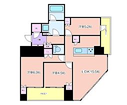 プレミストタワー大阪新町ローレルコート 3LDKの間取図画像