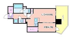コンフォリア・リヴ本町WEST 1DKの間取図画像